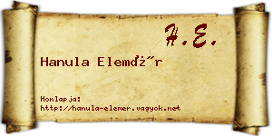 Hanula Elemér névjegykártya